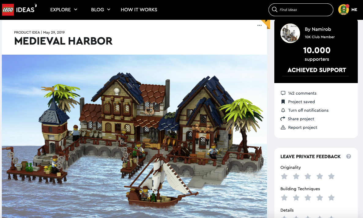 Il progetto Medieval Harbor raggiunge i 10.000 like su  LEGO® Ideas