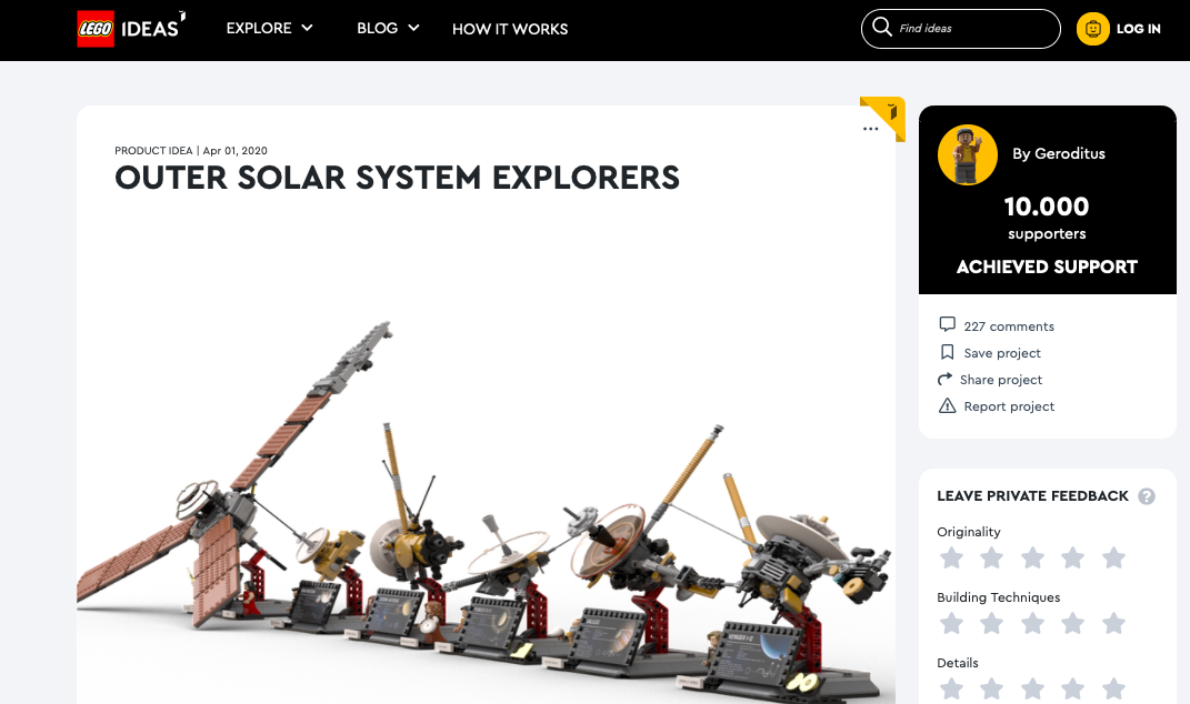 Outer Solar System Explorers raggiunge i 10.000 like su LEGO® Ideas