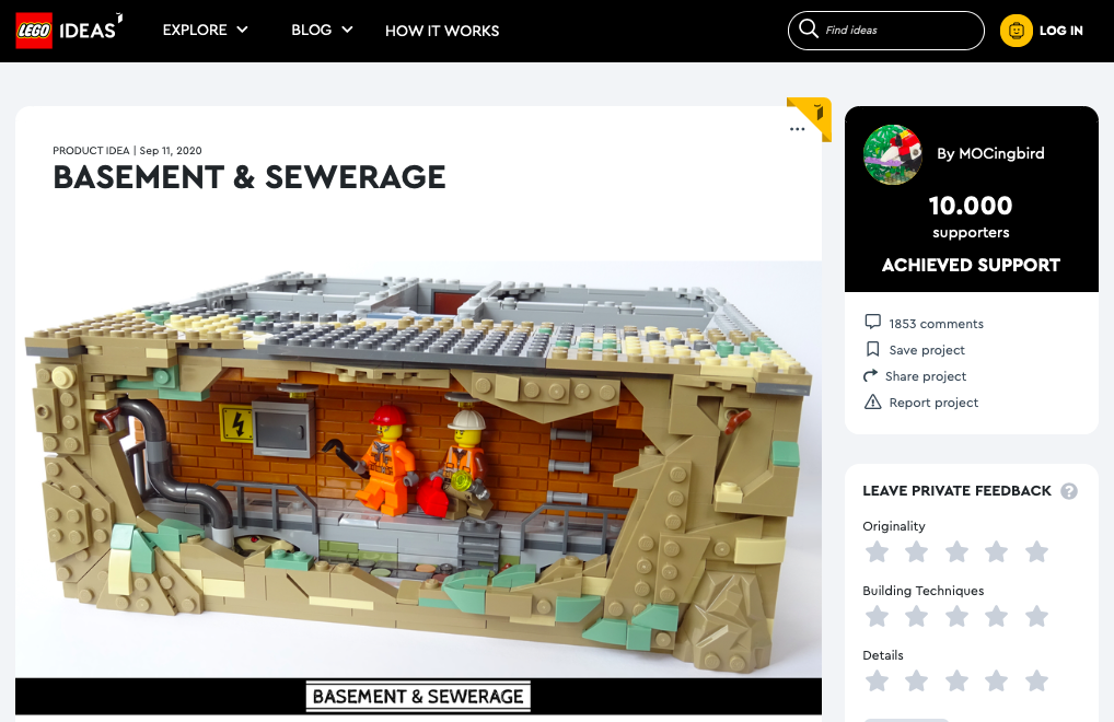 Basement & Sewerage raggiunge i 10.000 like su LEGO® Ideas