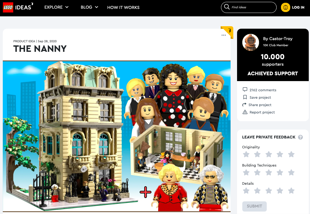 The Nanny raggiunge i 10.000 like su LEGO® Ideas