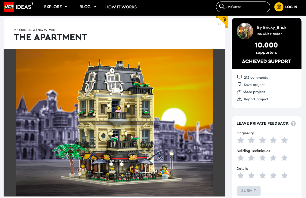 The Apartment raggiunge i 10.000 like su LEGO® Ideas