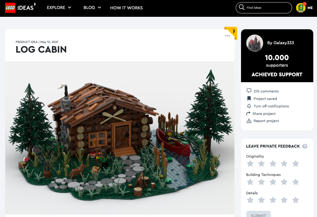 Log Cabin raggiunge i 10.000 like su LEGO® Ideas