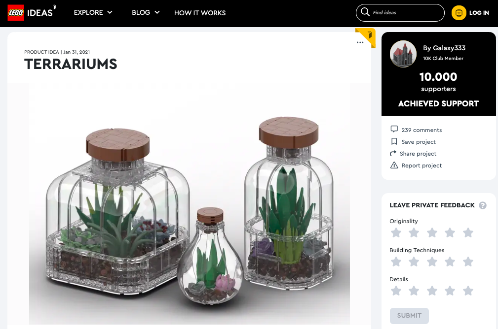 Terrarimus  raggiunge i 10.000 like su LEGO® Ideas