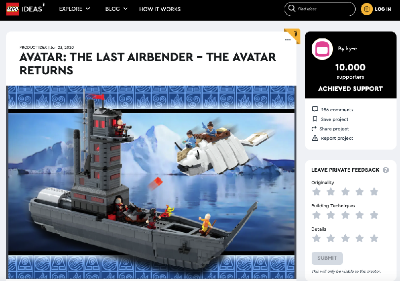 Avatar – The Last Airbender raggiunge i 10.000 like su LEGO® Ideas