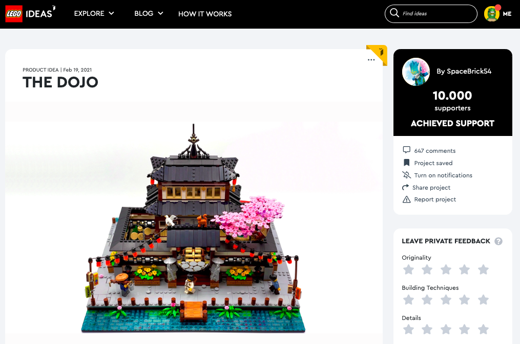 The Dojo raggiunge i 10.000 like su LEGO® Ideas