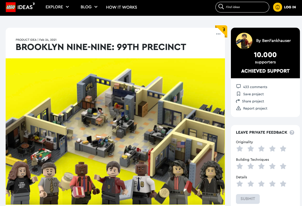 Brooklyn Nine-Nine: 99th Precinct raggiunge i 10.000 like su LEGO® Ideas