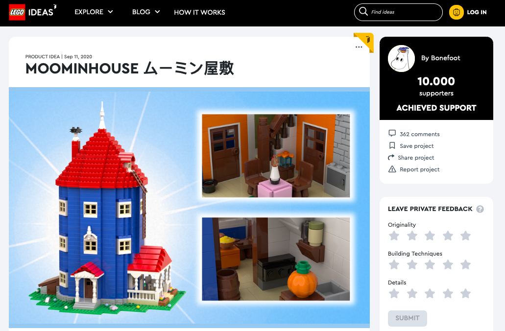 Moominhouse raggiunge i 10.000 like su LEGO® Ideas