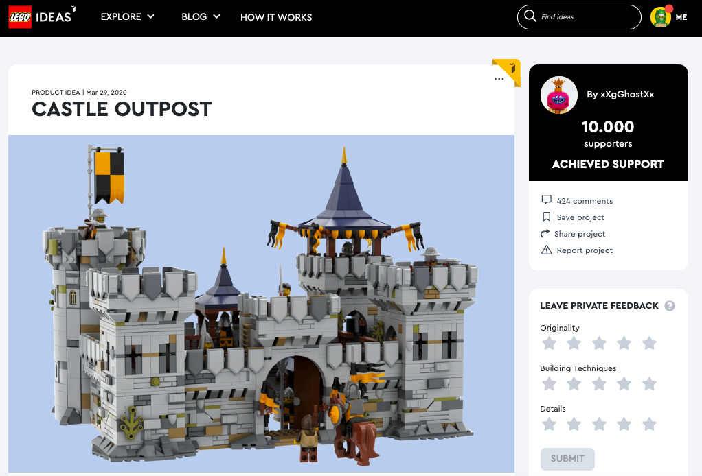 Castle Outpost raggiunge i 10.000 like su LEGO® Ideas