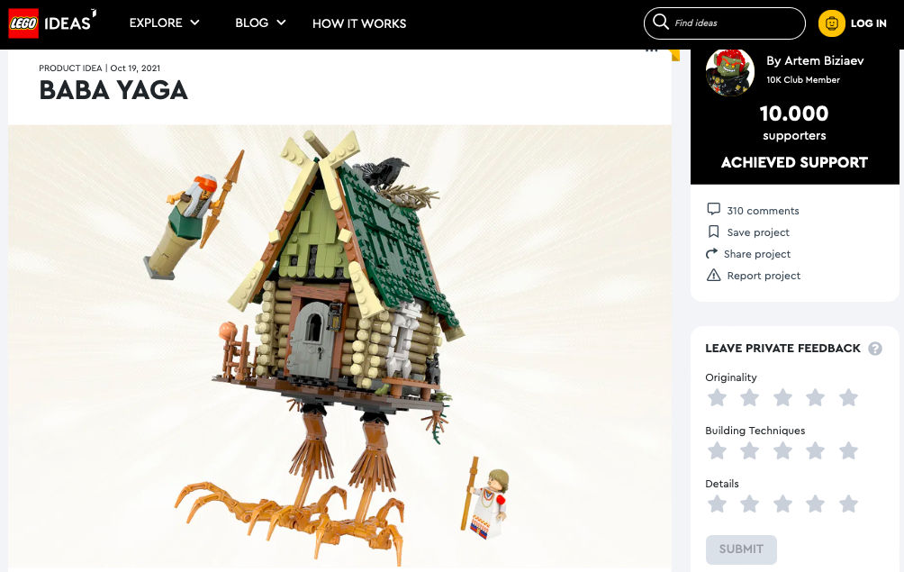 Baba Yaga raggiunge i 10.000 like su LEGO® Ideas