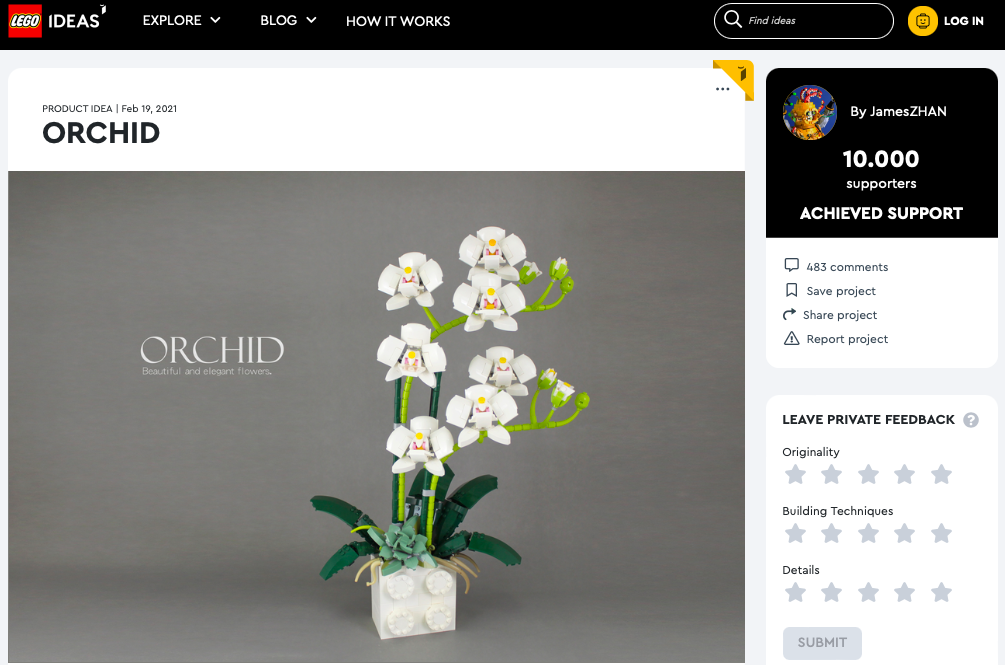 Orchid raggiunge i 10.000 like su LEGO® Ideas