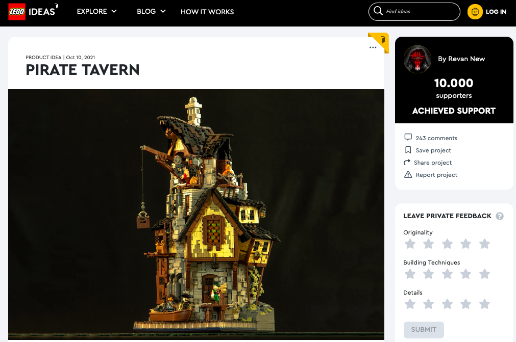 Pirate Tavern raggiunge i 10.000 like su LEGO® Ideas