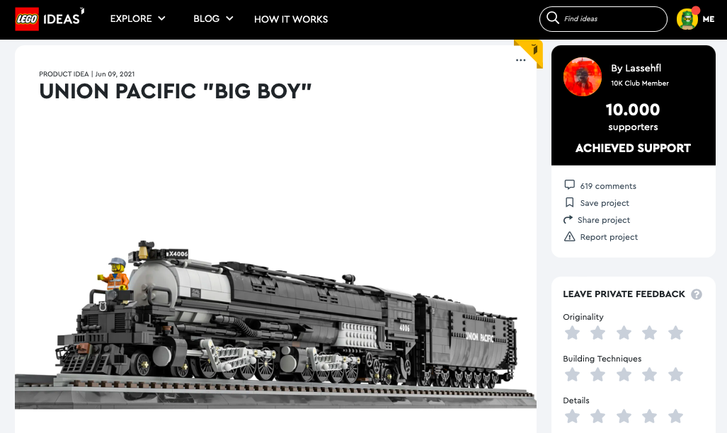Union Pacific “Big Boy” raggiunge i 10.000 like su LEGO® Ideas