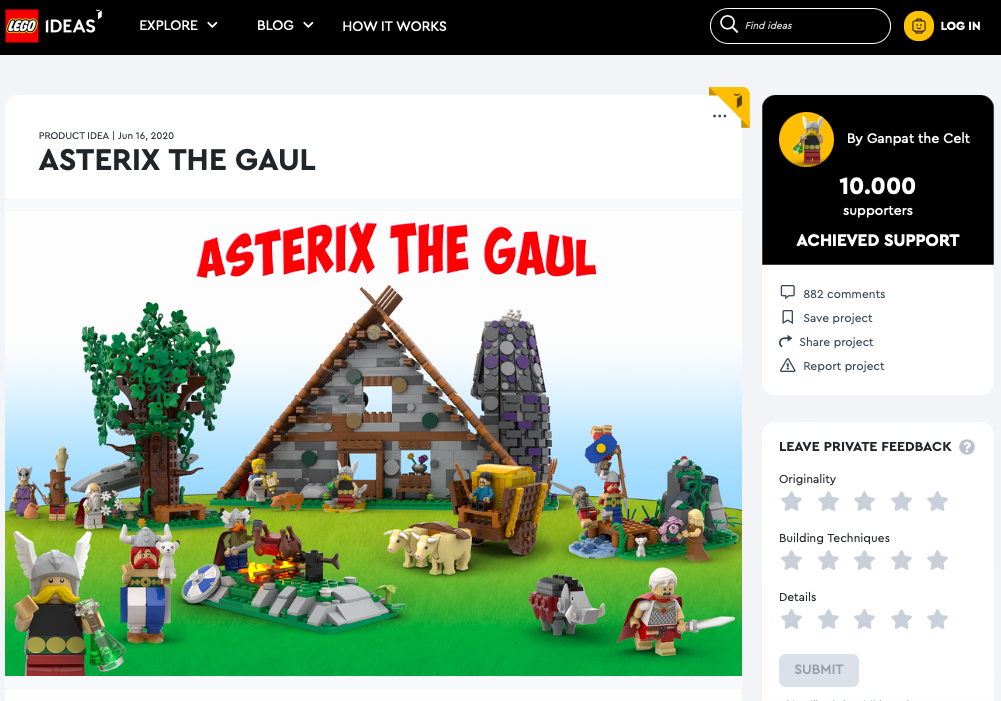 Asterix il gallico raggiunge i 10.000 like su LEGO® Ideas