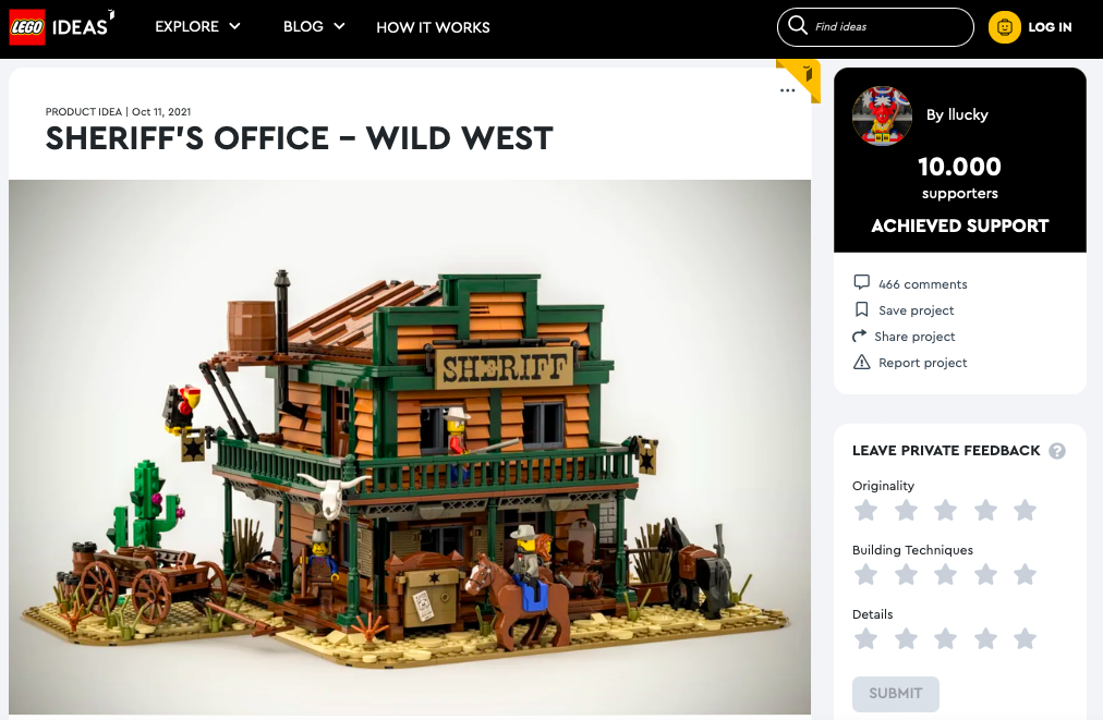 Sheriff’s Office – Wild West raggiunge i 10.000 like su LEGO® Ideas