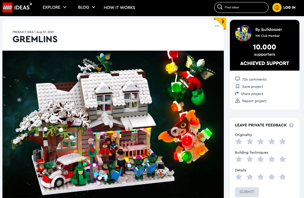 Gremlins raggiunge i 10.000 like su LEGO® Ideas