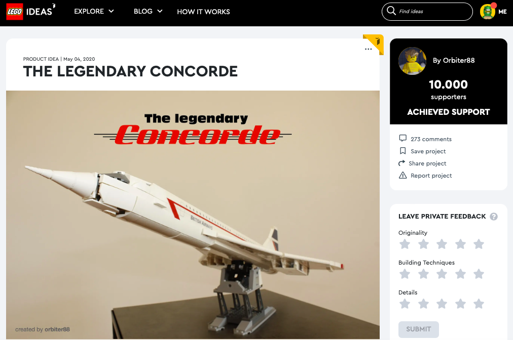 The Legendary Concorde raggiunge i 10.000 like su LEGO® Ideas