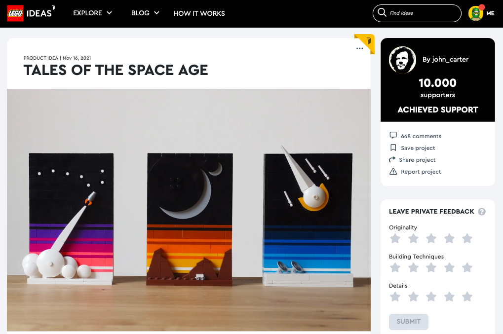 Tale of the Space Age raggiunge i 10.000 like su LEGO® Ideas