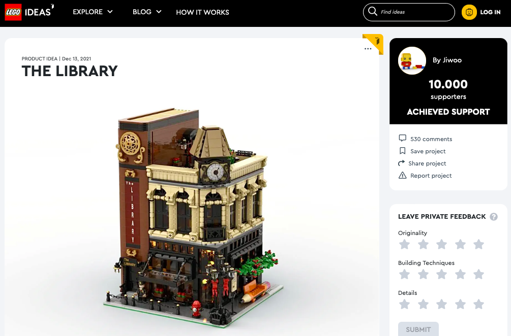 The Library raggiunge i 10.000 like su LEGO® Ideas￼