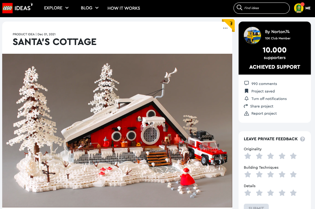 Santa’s Cottage raggiunge i 10.000 like su LEGO® Ideas