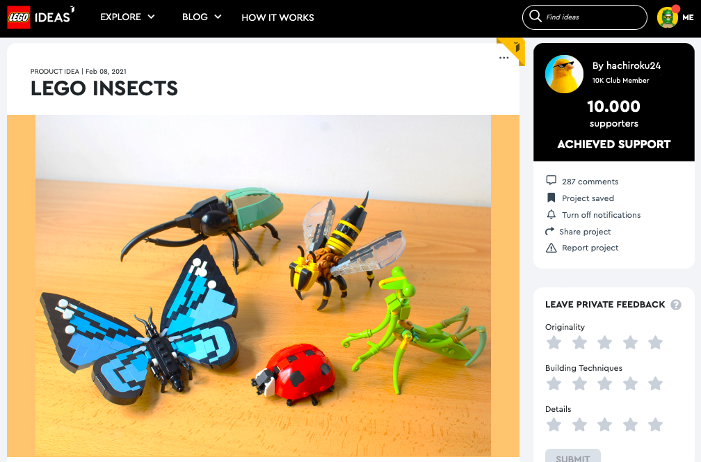 LEGO Insects raggiunge i 10.000 like su LEGO® Ideas