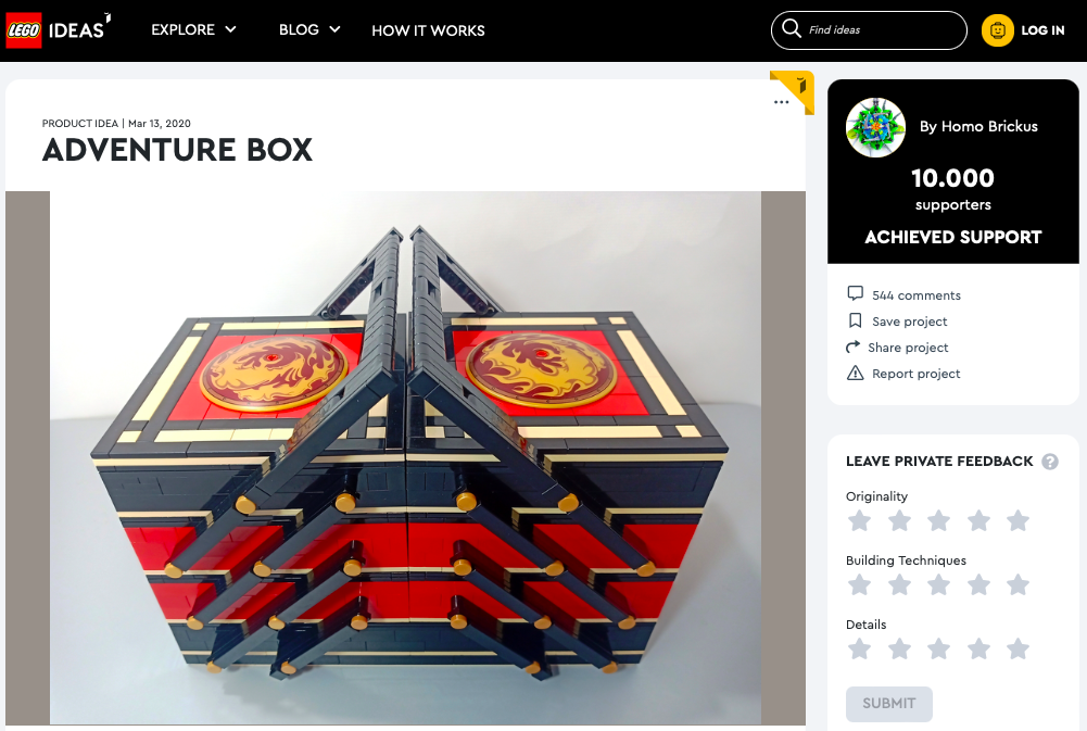 Adventure Box raggiunge i 10.000 like su LEGO® Ideas