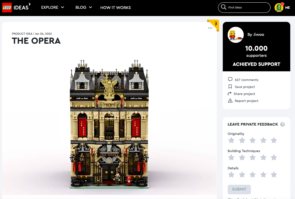 The Opera raggiunge i 10.000 like su LEGO® Ideas