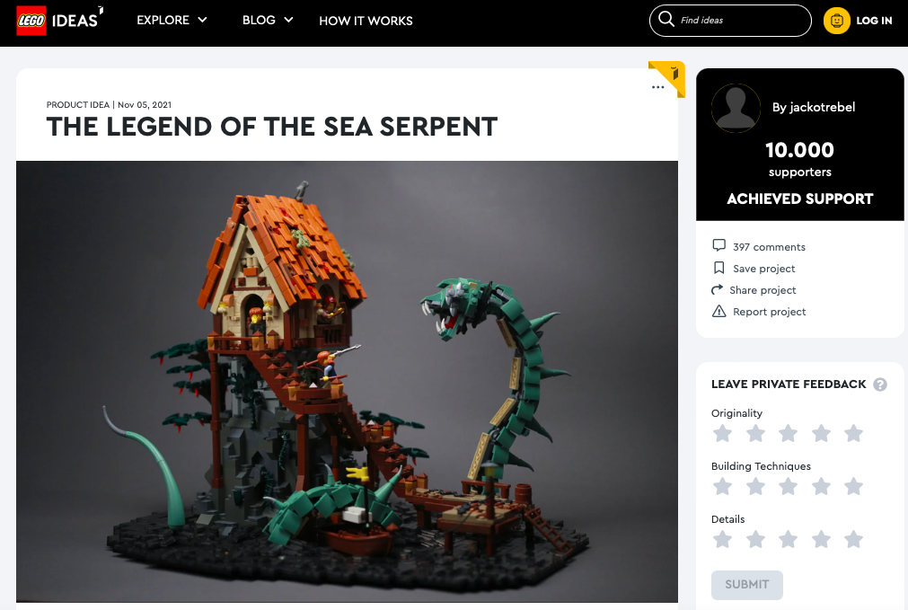 The Legend of the Sea Serpent raggiunge i 10.000 like su LEGO® Ideas