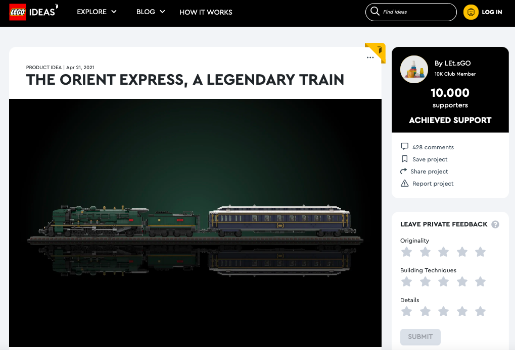 The Orient Express, a legendary Train raggiunge i 10.000 like su LEGO® Ideas