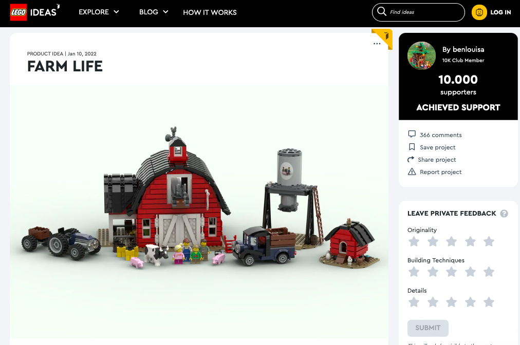 Farm Life raggiunge i 10.000 like su LEGO® Ideas