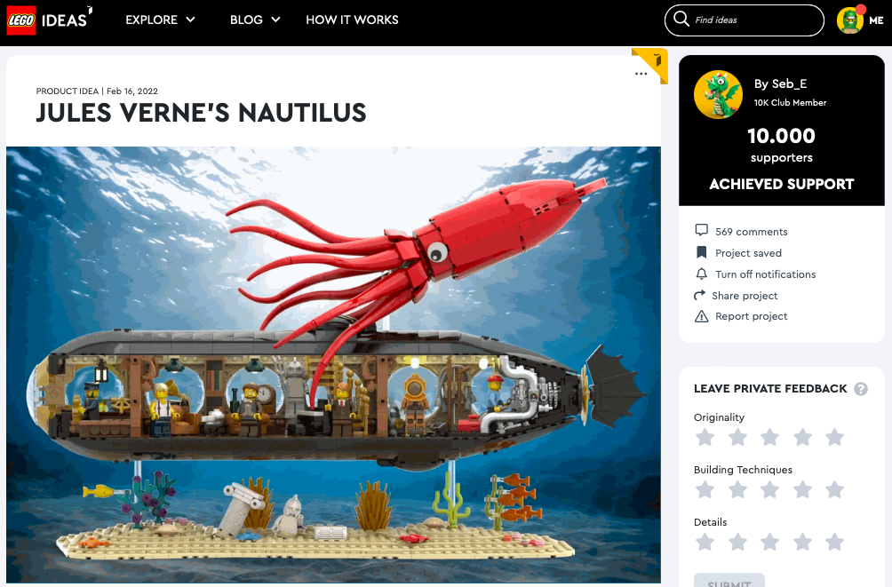 Jules Verne’s Nautilus raggiunge i 10.000 like su LEGO® Ideas
