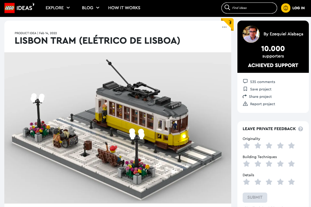 Lisbon Tram ha raggiunto 10.000 like su LEGO® Ideas