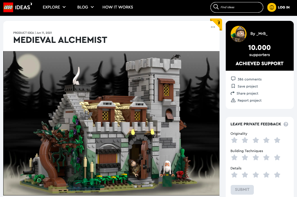 Medieval Alchemist ha raggiunto 10.000 like su LEGO® Ideas