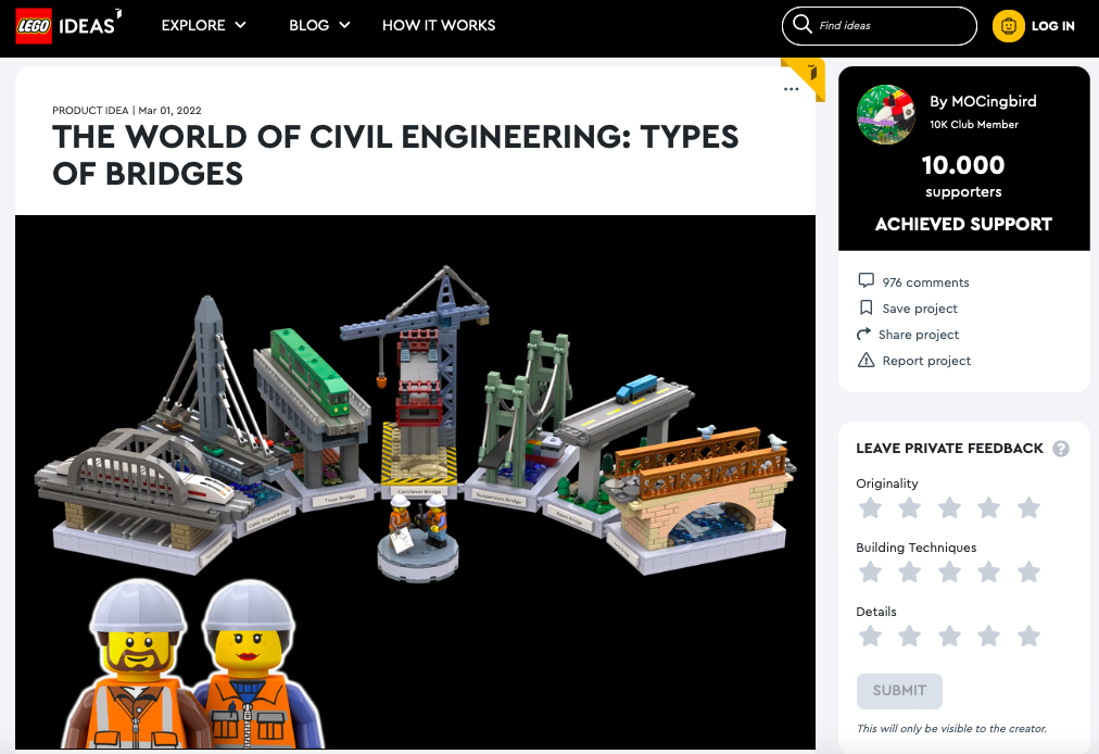 The World of Civil Engineering: Types of Bridges ha raggiunto 10.000 like su LEGO® Ideas
