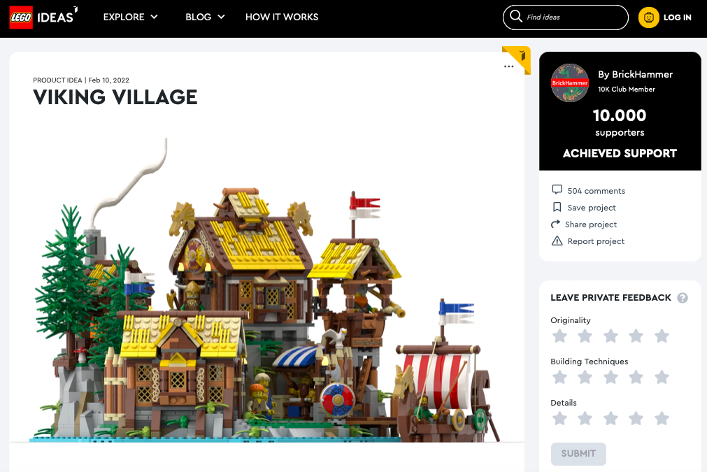 Viking Village ha raggiunto 10.000 like su LEGO® Ideas