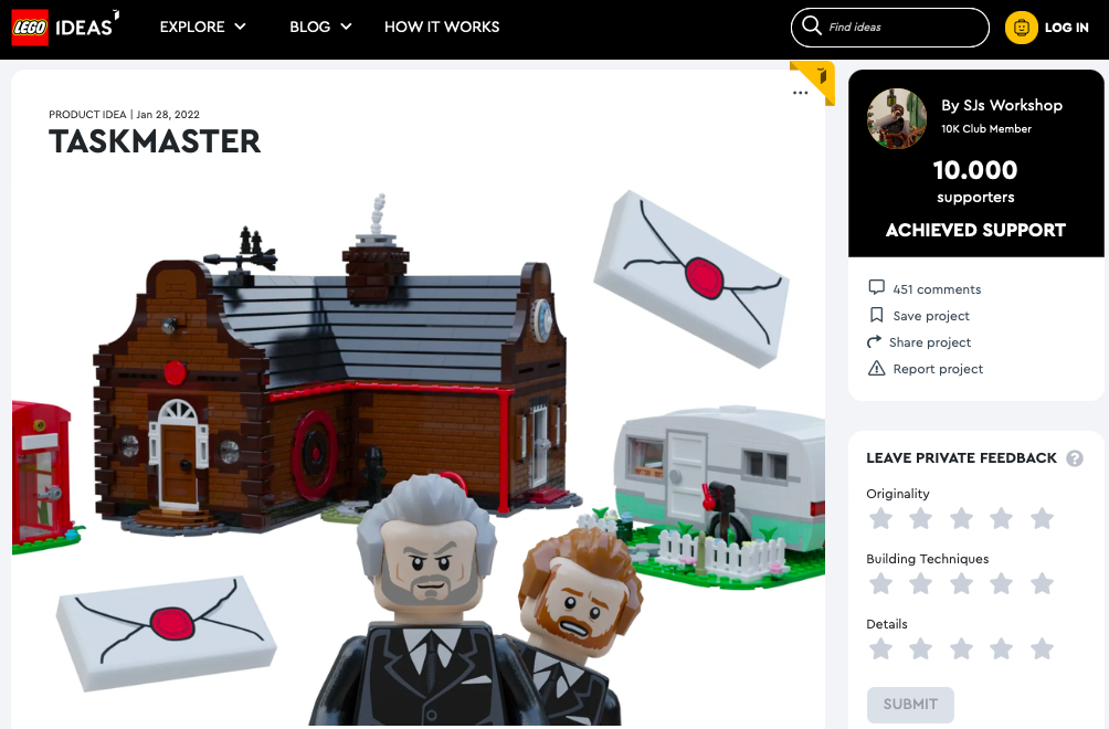 Taskmaster ha raggiunto 10.000 like su LEGO® Ideas