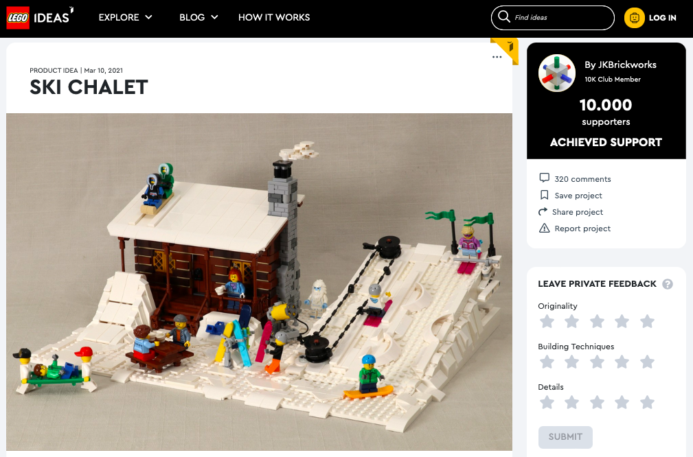 Sky Chalet ha raggiunto 10.000 like su LEGO® Ideas