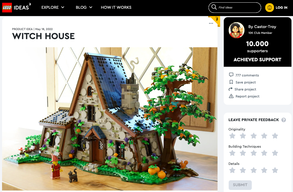 Witch House ha raggiunto 10.000 like su LEGO® Ideas