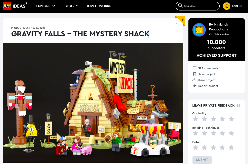 Gravity Falls – The Mystery Shack ha raggiunto 10.000 like su LEGO® Ideas