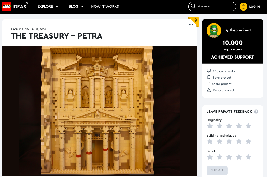 The Treasury – Petra ha raggiunto 10.000 like su LEGO® Ideas