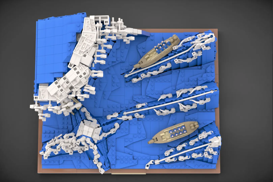 Artista ricrea La grande onda di Kanagawa con 50.000 mattoncini LEGO