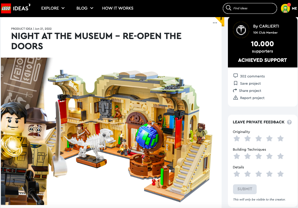 Night at the Museum – Re-Open the Doors ha raggiunto 10.000 like su LEGO® Ideas