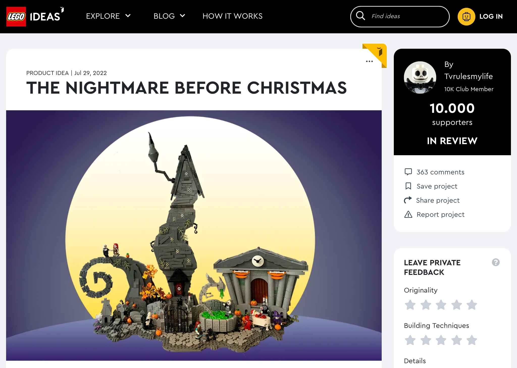 The Nightmare Before Christmas ha raggiunto 10.000 like su LEGO® Ideas