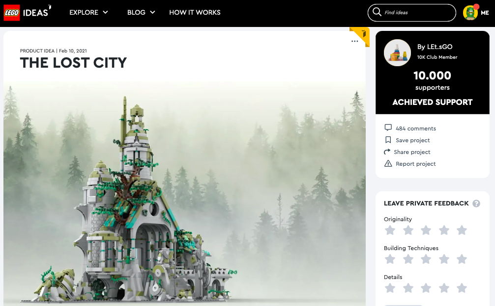 The Lost City ha raggiunto 10.000 like su LEGO® Ideas