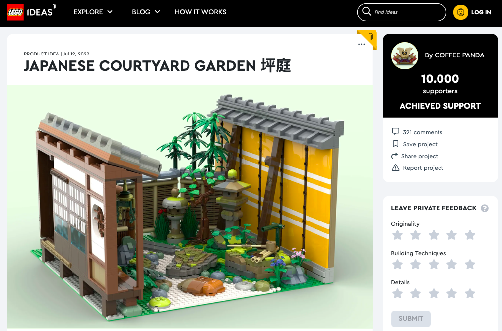 Japanese Courtyard Garden 坪庭 ha raggiunto 10.000 like su LEGO® Ideas