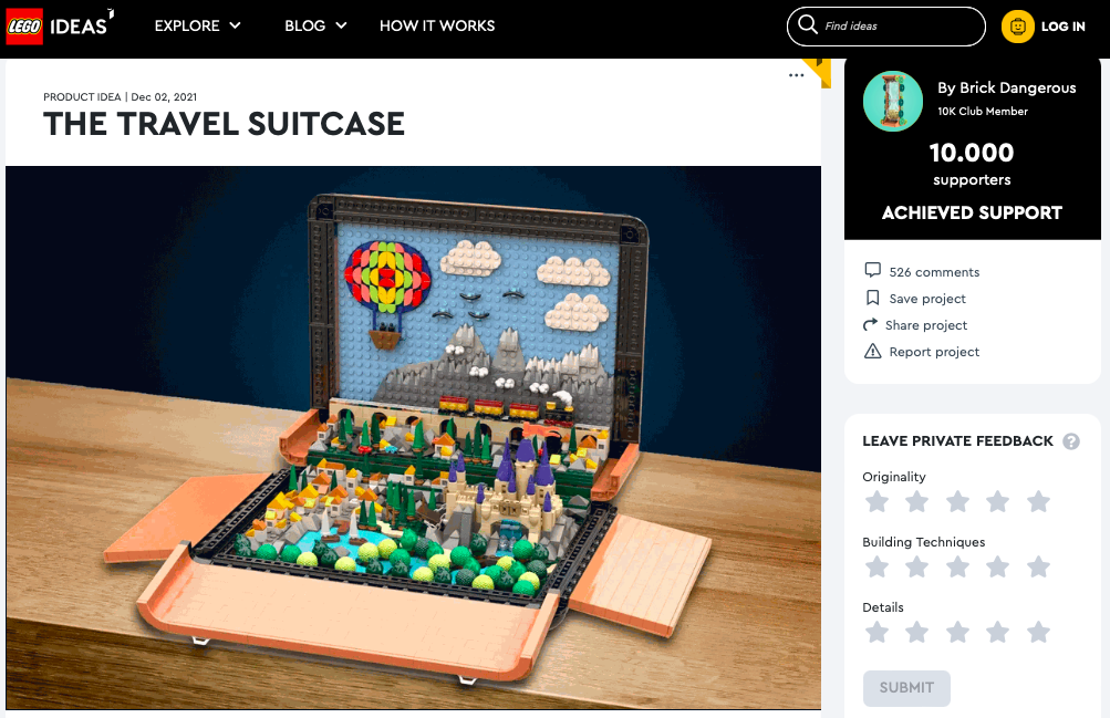 Travel Suitcase ha raggiunto 10.000 like su LEGO® Ideas