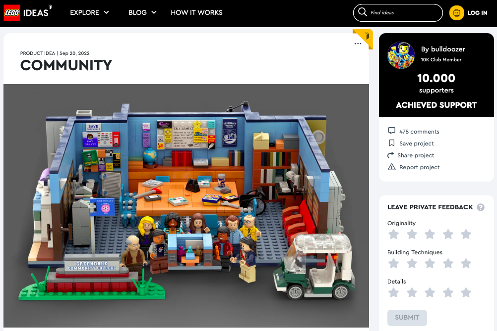Community ha raggiunto 10.000 like su LEGO® Ideas