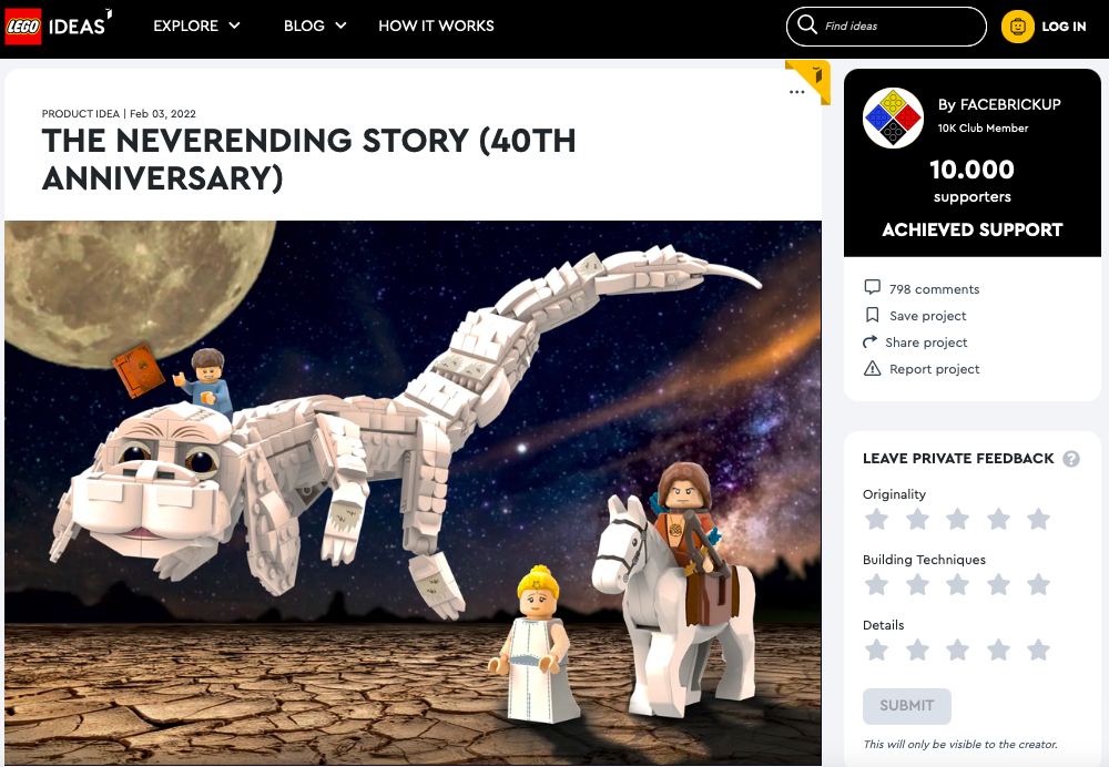 LEGO® Ideas Neverending Story arriva a 10.000 voti