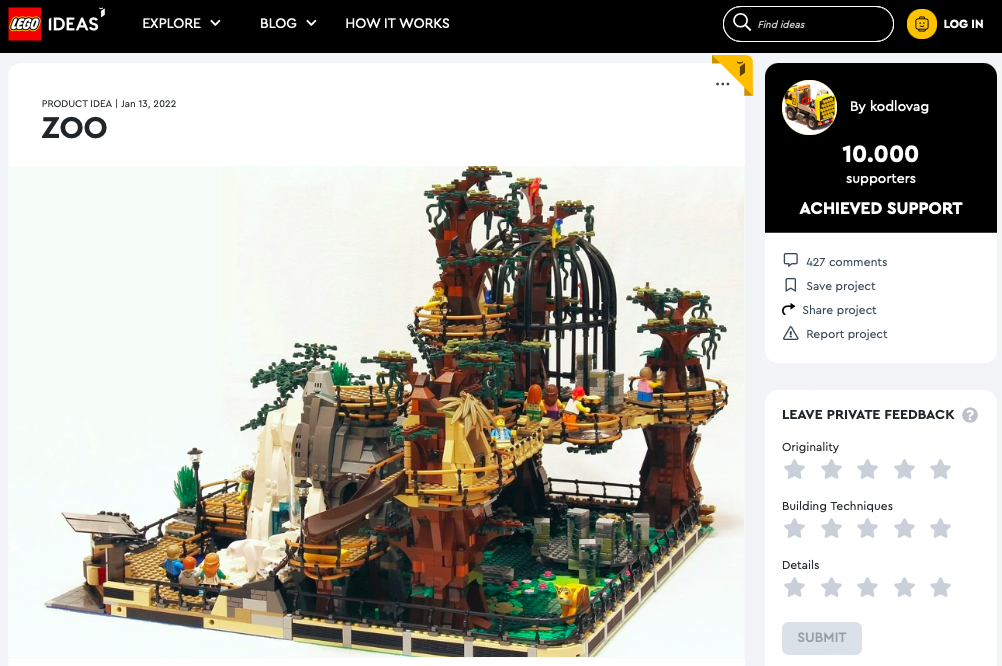 Zoo ha raggiunto 10.000 like su LEGO® Ideas
