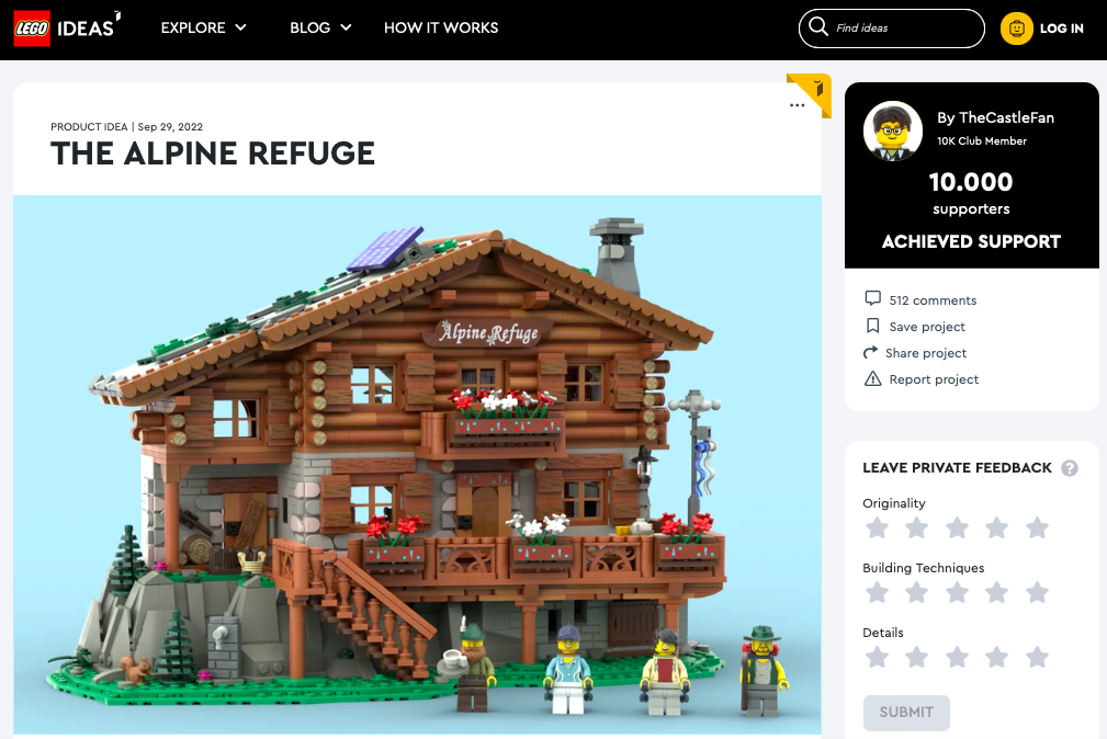 The Alpine Refuge ha raggiunto 10.000 like su LEGO® Ideas