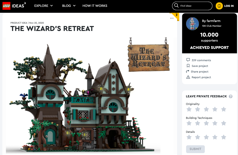 The Wizard’s Retreat ha raggiunto 10.000 like su LEGO® Ideas